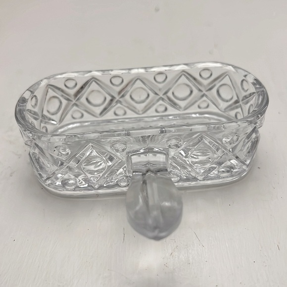 VINTAGE CRYSTAL HANDLED SERVER TRAY CIGARETTE SERVER - Picture 5 of 5
